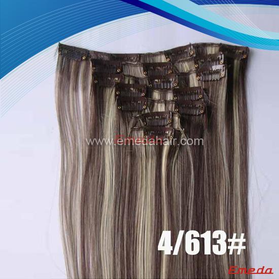 Wholesale virgin brazilian clip in hair extension